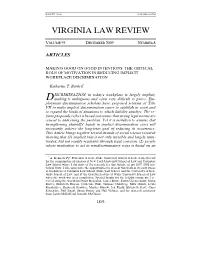 Making Good on Good Intentions: the Critical Role of Motivation in Reducing Implicit Workplace Discrimination