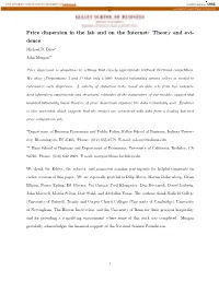 Price Dispersion in the Lab and on the Internet: Theory and Evi- Dence