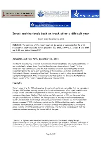 2011 – Israeli Multinationals Back on Track After a Difficult Year