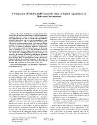A Comparison of Task Parallel Frameworks Based on Implicit Dependencies in Multi-Core Environments