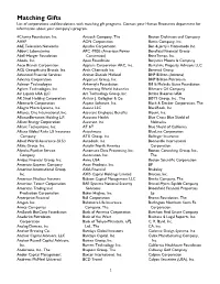 Matching Gifts List of Corporations and Foundations with Matching Gift Programs