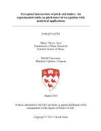 Perceptual Interactions of Pitch and Timbre: an Experimental Study on Pitch-Interval Recognition with Analytical Applications