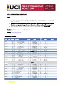 Pi Classification Schedule