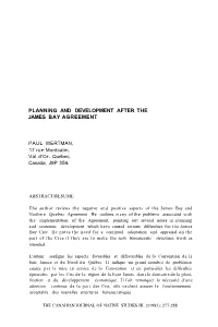Planning and Development After the James Bay Agreement