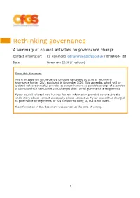 Rethinking Governance a Summary of Council Activities on Governance Change