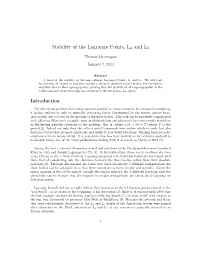 Stability of the Lagrange Points, L4 and L5