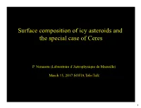 Surface Composition of Icy Asteroids and the Special Case of Ceres
