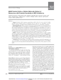 BRAF Fusions Define a Distinct Molecular Subset of Melanomas with Potential Sensitivity to MEK Inhibition
