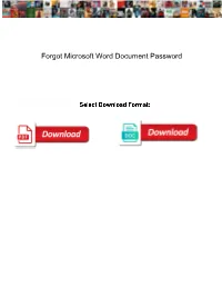 Forgot Microsoft Word Document Password