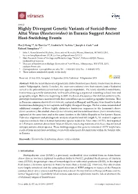 Highly Divergent Genetic Variants of Soricid-Borne Altai Virus (Hantaviridae) in Eurasia Suggest Ancient Host-Switching Events
