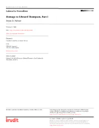 Homage to Edward Thompson, Part I Bryan D