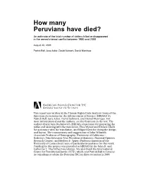 How Many Peruvians Have Died? an Estimate of the Total Number of Victims Killed Or Disappeared in the Armed Internal Conflict Between 1980 and 2000