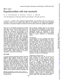 Hypothyroidism with True Myotonia