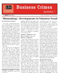 “Mismarking”: Developments in Valuation Fraud by Telemachus P