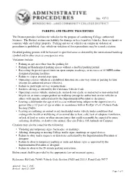 PARKING and TRAFFIC PROCEDURES the District