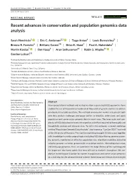 Recent Advances in Conservation and Population Genomics Data Analysis