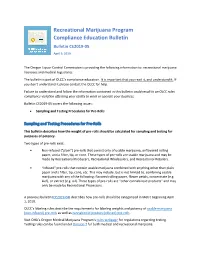 CE2019-05: Sampling and Testing Procedures for Pre-Rolls