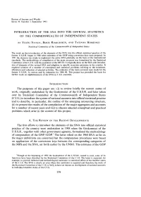 Introduction of the Sna Into the Official Statistics of the Commonwealth of Independent States