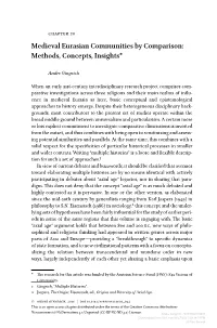 Medieval Eurasian Communities by Comparison: Methods, Concepts, Insights*