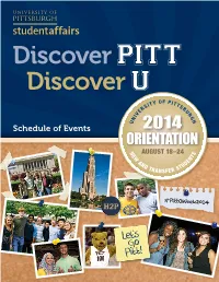 Orientation Schedule of Events