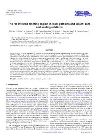 The Far-Infrared Emitting Region in Local Galaxies and Qsos: Size and Scaling Relations D