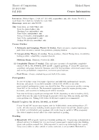 Theory of Computation Michael Sipser 18.404/6.840 Fall 2021 Course Information