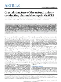 Crystal Structure of the Natural Anion-Conducting