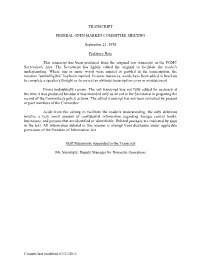 FOMC Meeting Transcript