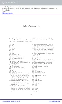 Index of Manuscripts