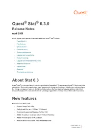 Stat Release Notes