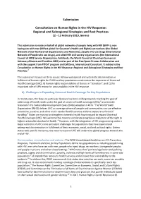 Submission Consultation on Human Rights in the HIV Response