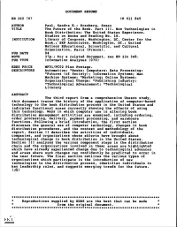 The Future of the Book. Part III. New Technologies in Book Distribution: the United States Experience
