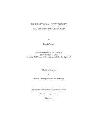 The Theory of Collective Memory and the 1953 Short Creek Raid