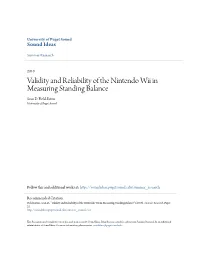 Validity and Reliability of the Nintendo Wii in Measuring Standing Balance Sean D