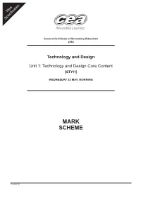 11407.01 GCSE Technology and Design Unit 1 Core MS Summer