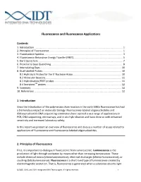 Fluorescence and Fluorescence Applications