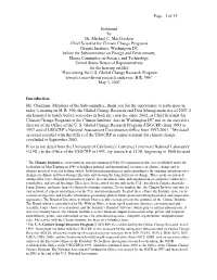 Page 1 of 15 Statement by Dr. Michael C. Maccracken Chief Scientist For
