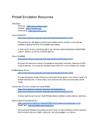 Virtual Pinball Resources
