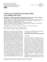 Carbon Sources of Benthic Fauna in Temperate Lakes Across Multiple Trophic States