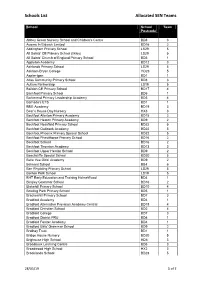Schools List Allocated SEN Teams