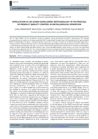 Application of Six Sigma Using DMAIC Methodology in the Process of Product Quality Control in Metallurgical Operation
