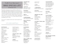 Bird Species List