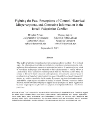 Fighting the Past: Perceptions of Control, Historical Misperceptions, and Corrective Information in the Israeli-Palestinian Conf