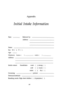 Initial Intake Information