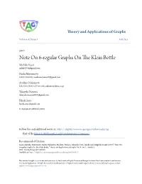 Note on 6-Regular Graphs on the Klein Bottle Michiko Kasai Mikko2046@Gmail.Com