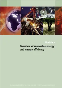 Overview of Renewable Energy and Energy Efficiency