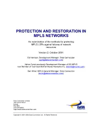 Protection and Restoration in Mpls Networks