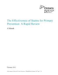The Effectiveness of Statins for Primary Prevention: a Rapid Review