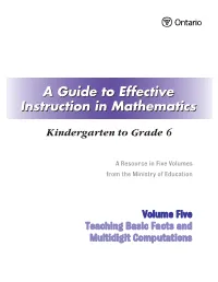 Volume Five, Teaching Basic Facts and Multidigit