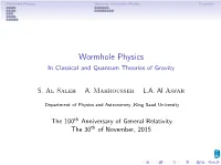 Wormhole Physics Quantum Wormhole Physics Summary